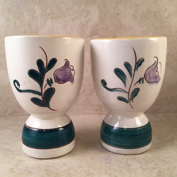 Handpainted Pair of Egg Cups 2 - Picture 2 of 4